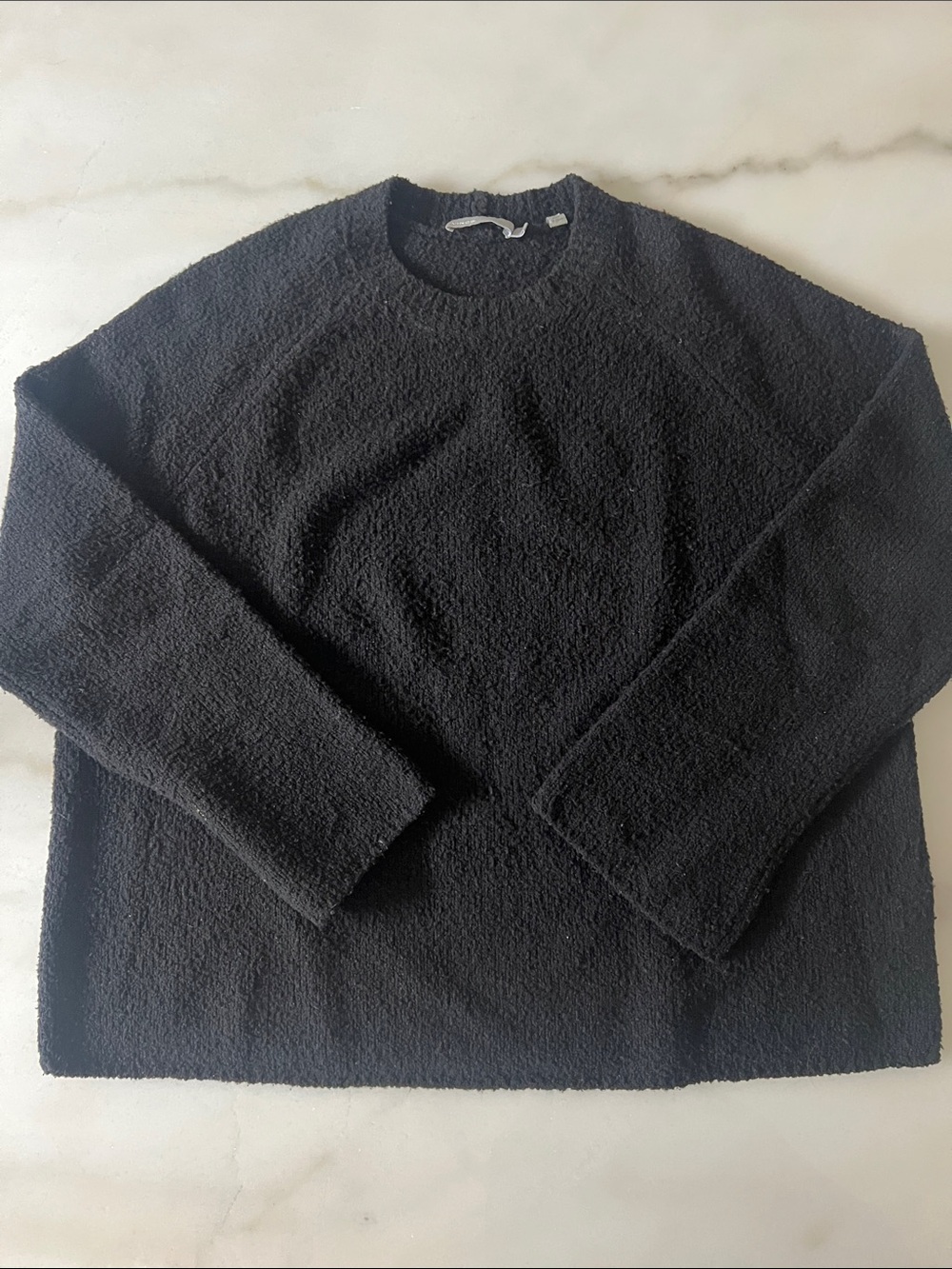 Vince Black Bouclé Crewneck Sweater Small